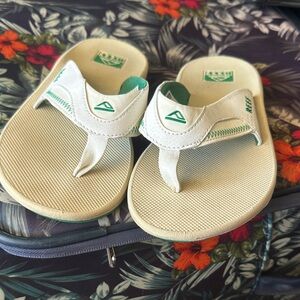 Reef Cream and Green Casual Flip Flops
